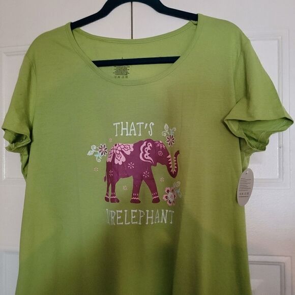 PNAEONG Women's Size large Cotton Nwt Lime green Unworn Short Sleeve - Picture 2 of 6